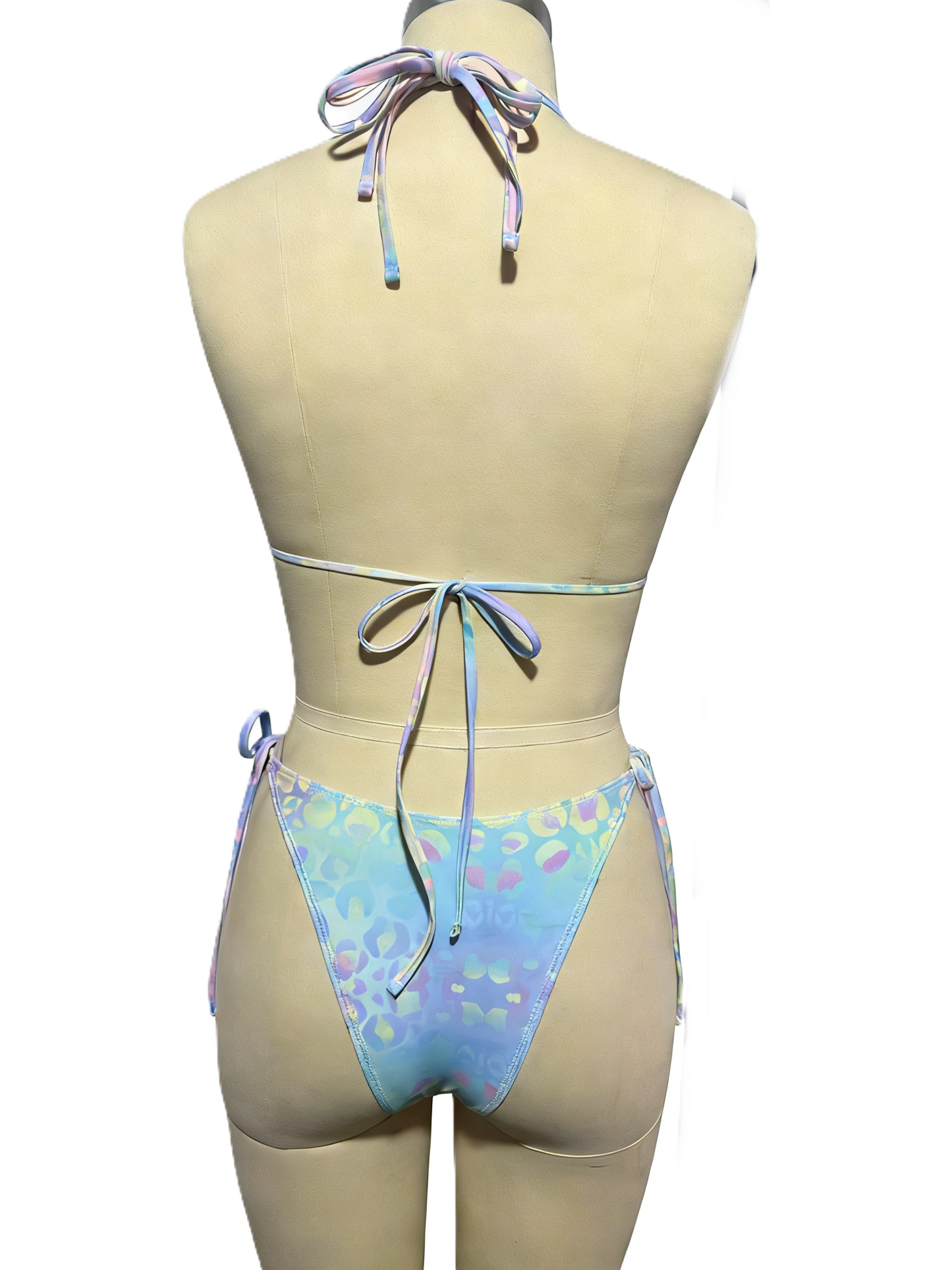 Colorful Leopard Print Lace-Up Bikini Sexy Two-Piece Swimsuit