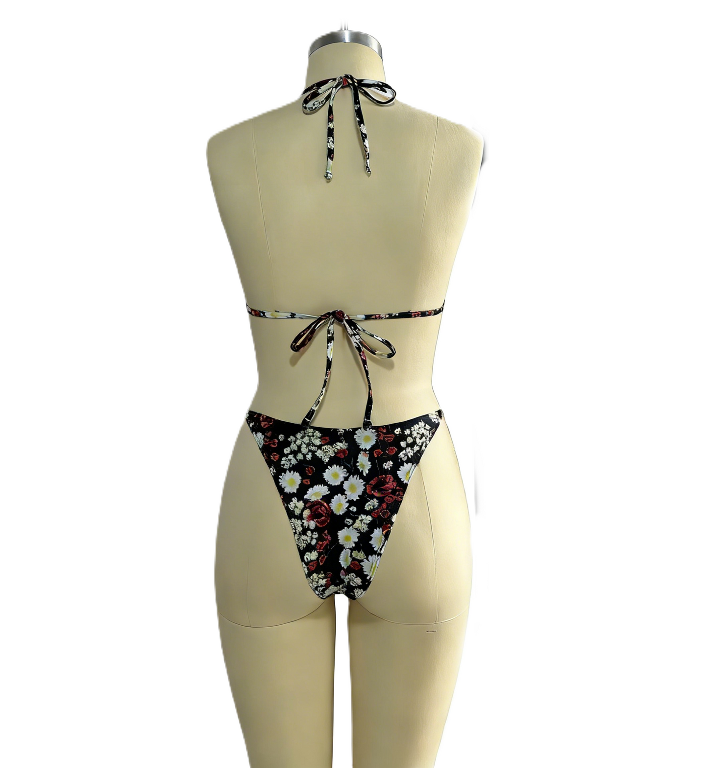 Daisy Print Tie-Up Bikini Sexy Two-Piece Swimsuit