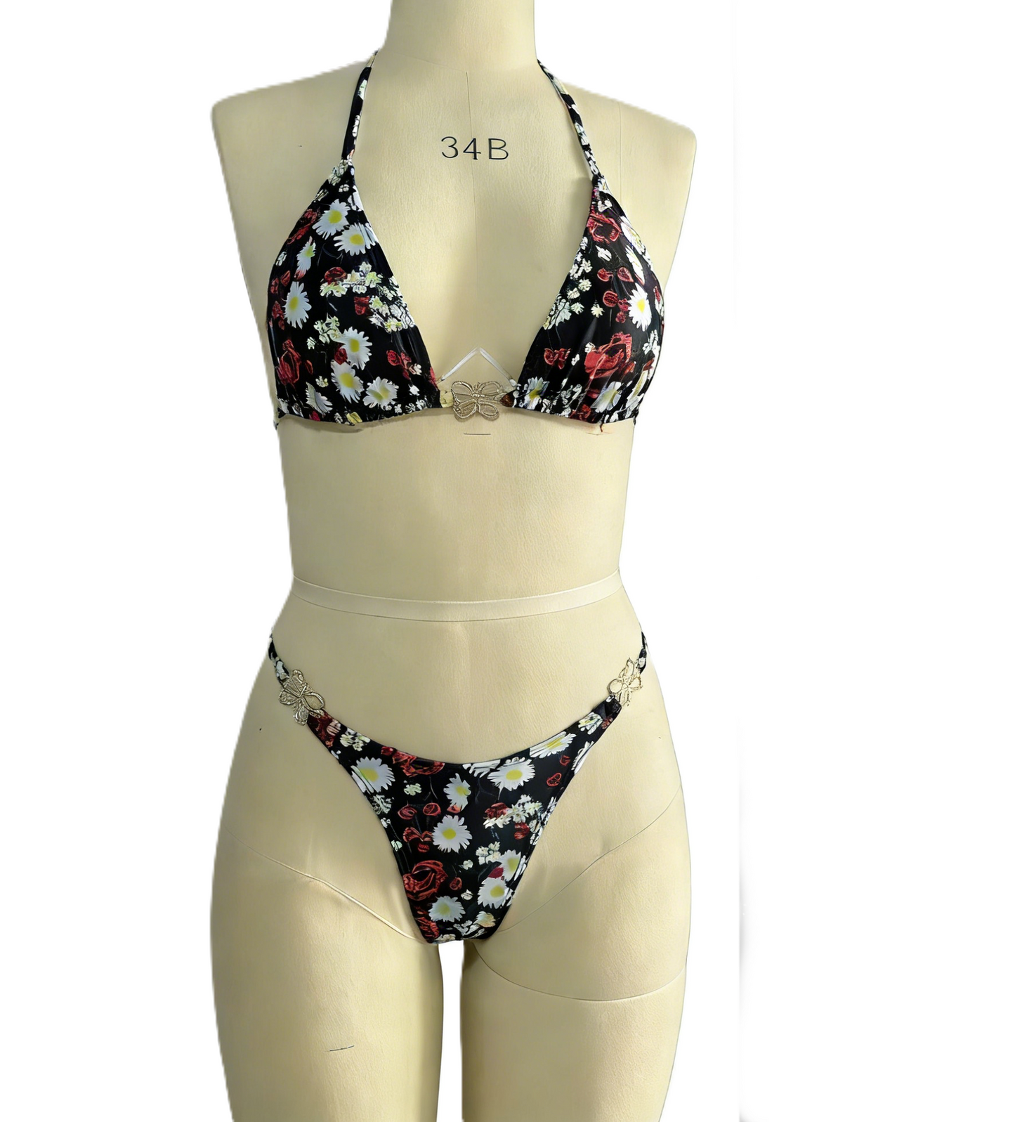 Daisy Print Tie-Up Bikini Sexy Two-Piece Swimsuit