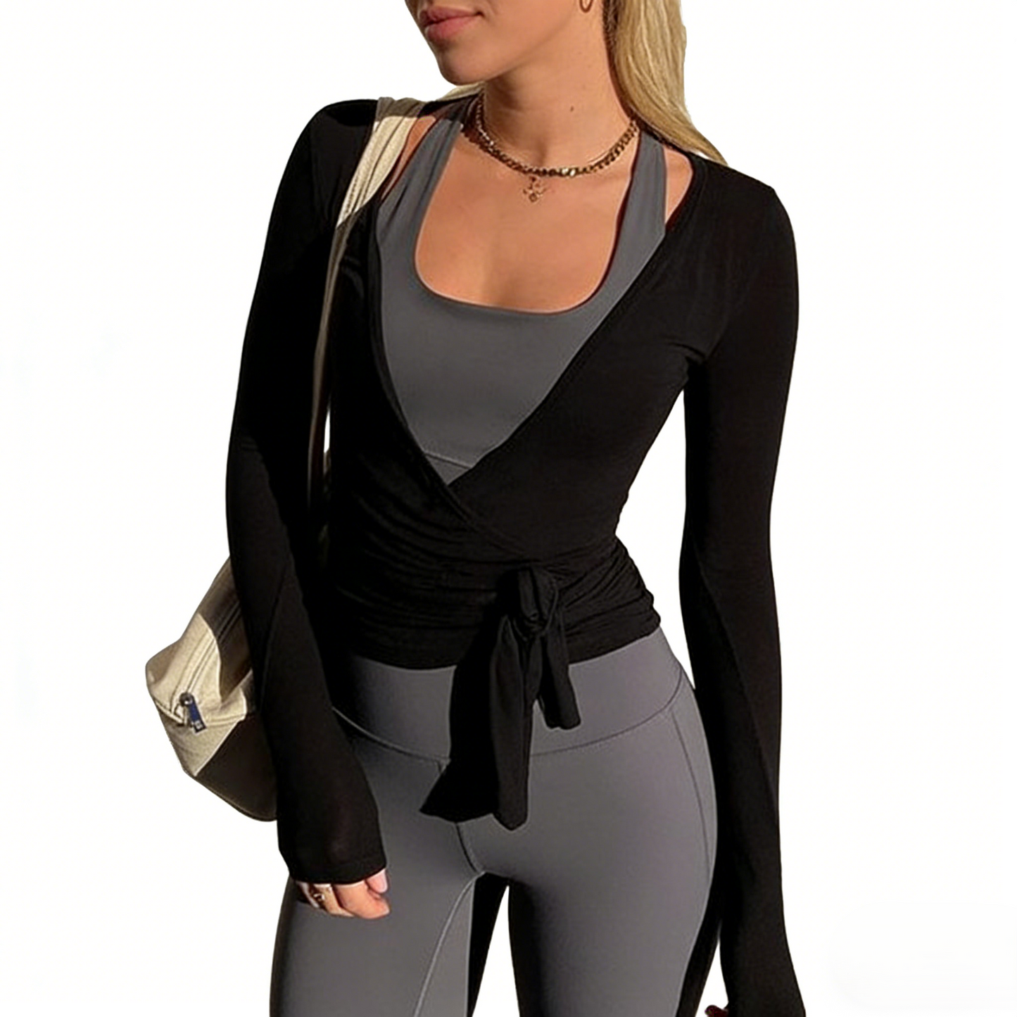 Long-Sleeve Athletic Sweatshirt Knit Top Comfortable and Breathable Cover-Up