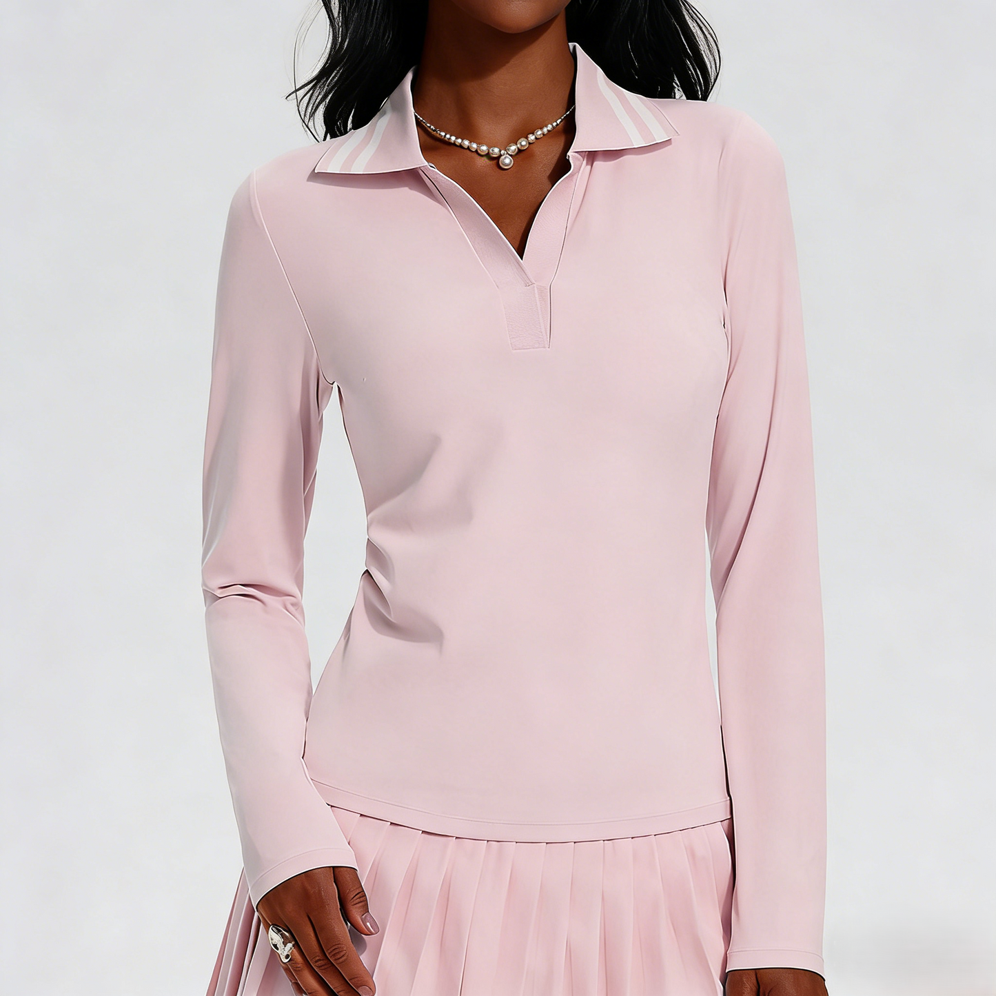 Casual Collared Golf Polo Shirt Outdoor Sexy V-Neck Tennis T-Shirt