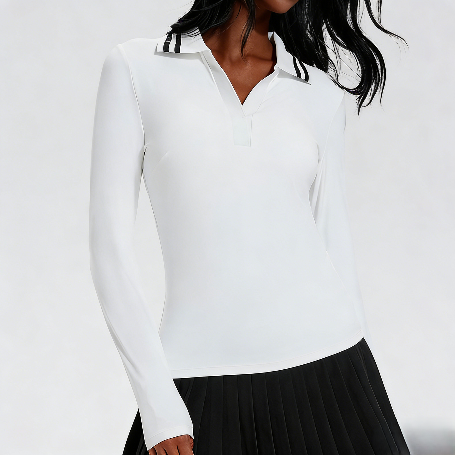 Casual Collared Golf Polo Shirt Outdoor Sexy V-Neck Tennis T-Shirt