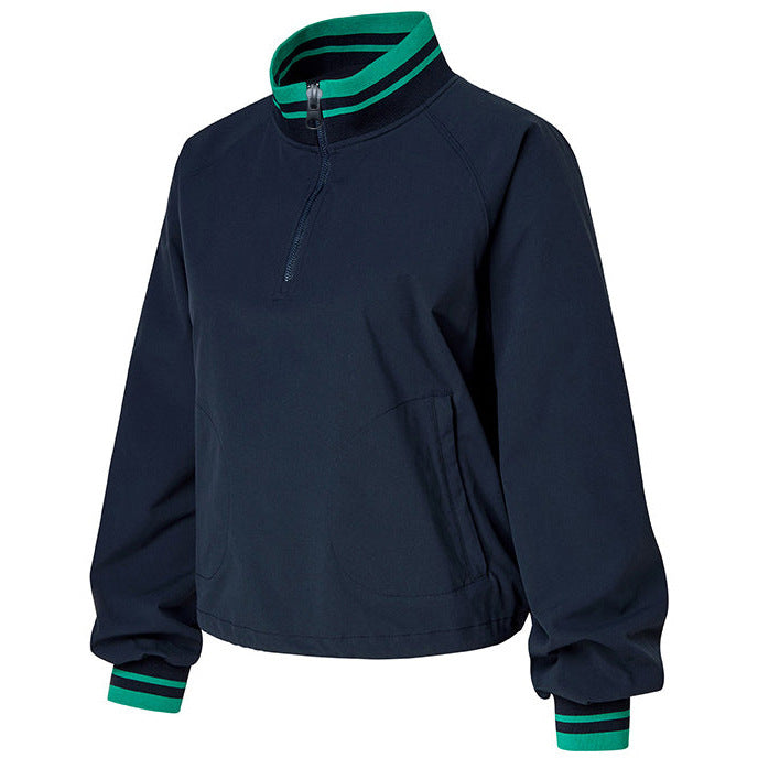 Casual Zipper Jacket with Striped Collar for Activewear and Everyday Wear