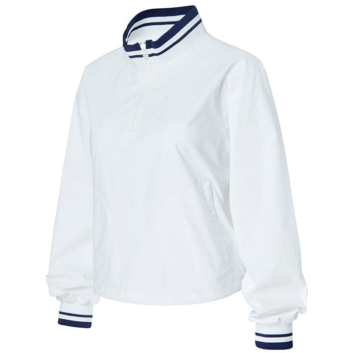 Casual Zipper Jacket with Striped Collar for Activewear and Everyday Wear