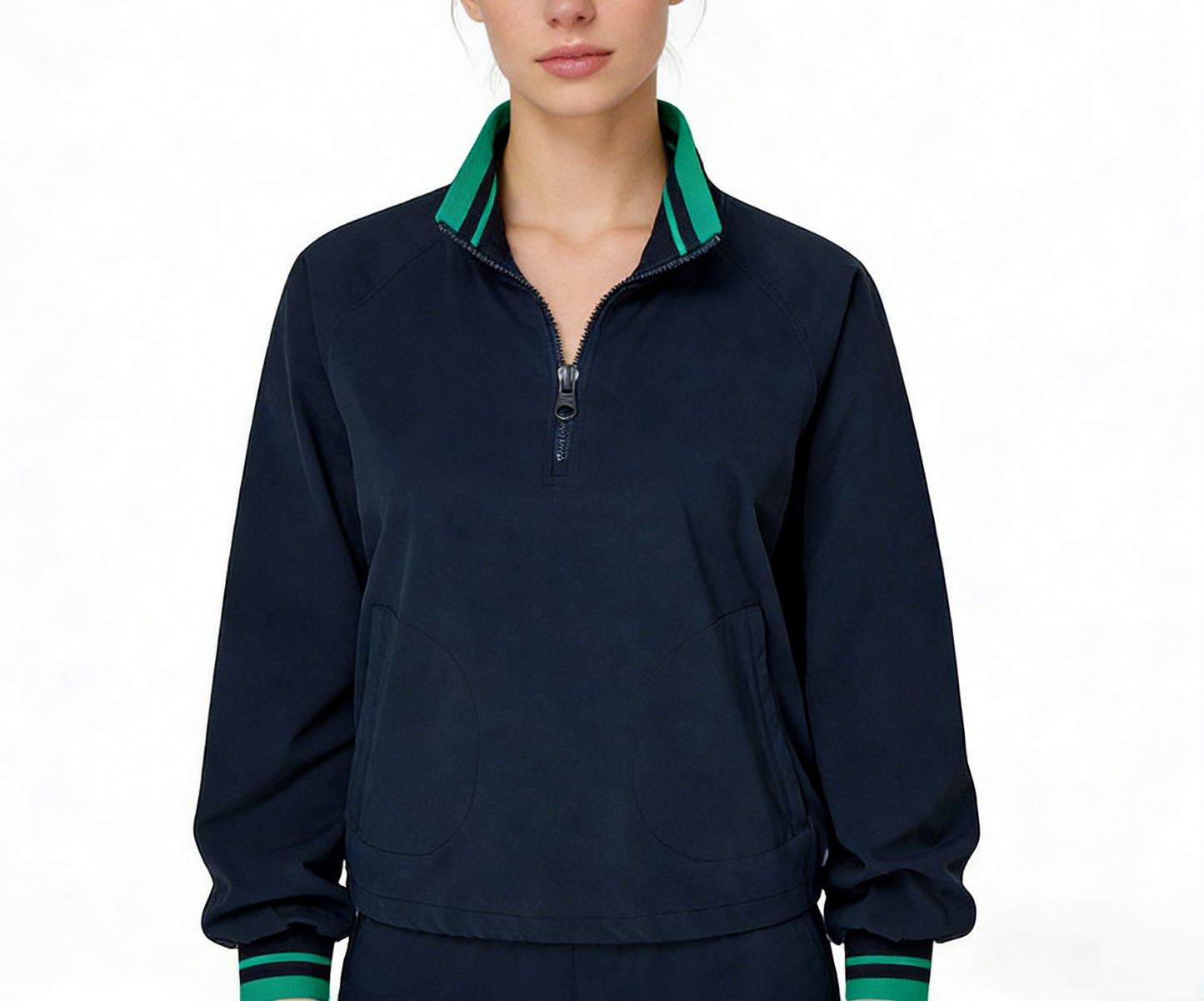 Casual Zipper Jacket with Striped Collar for Activewear and Everyday Wear