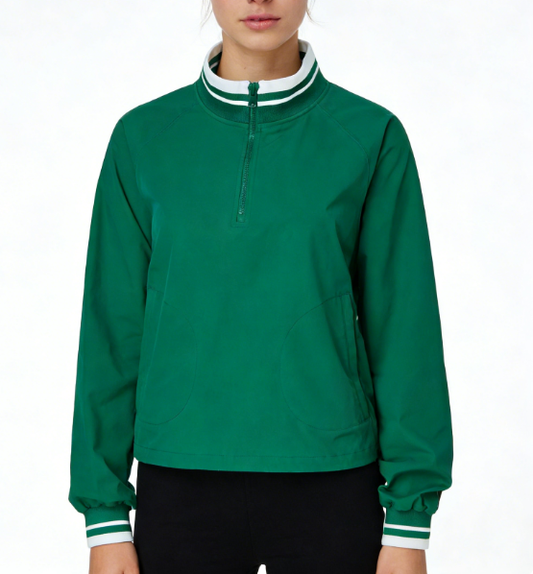 Casual Zipper Jacket with Striped Collar for Activewear and Everyday Wear