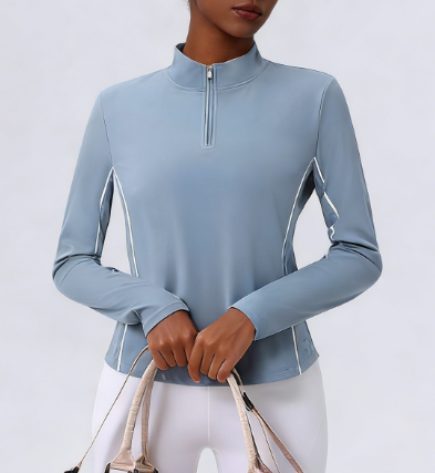 Breathable Long-Sleeve Zipper Top for Golf and Tennis