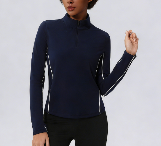 Breathable Long-Sleeve Zipper Top for Golf and Tennis