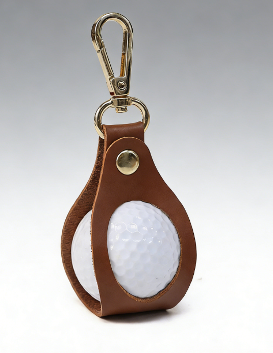 Leather Golf Ball Holder Keychain Golf Bag Clip