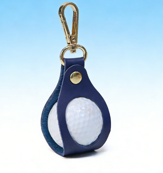 Leather Golf Ball Holder Keychain Golf Bag Clip