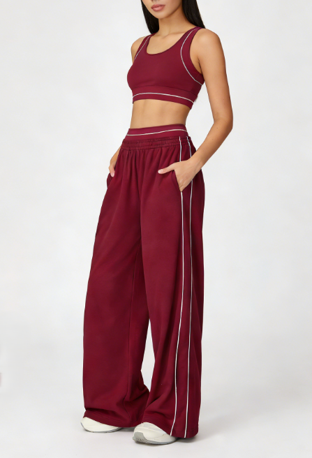 Womens Wide Leg Track Pants High Waist Lounge Pants