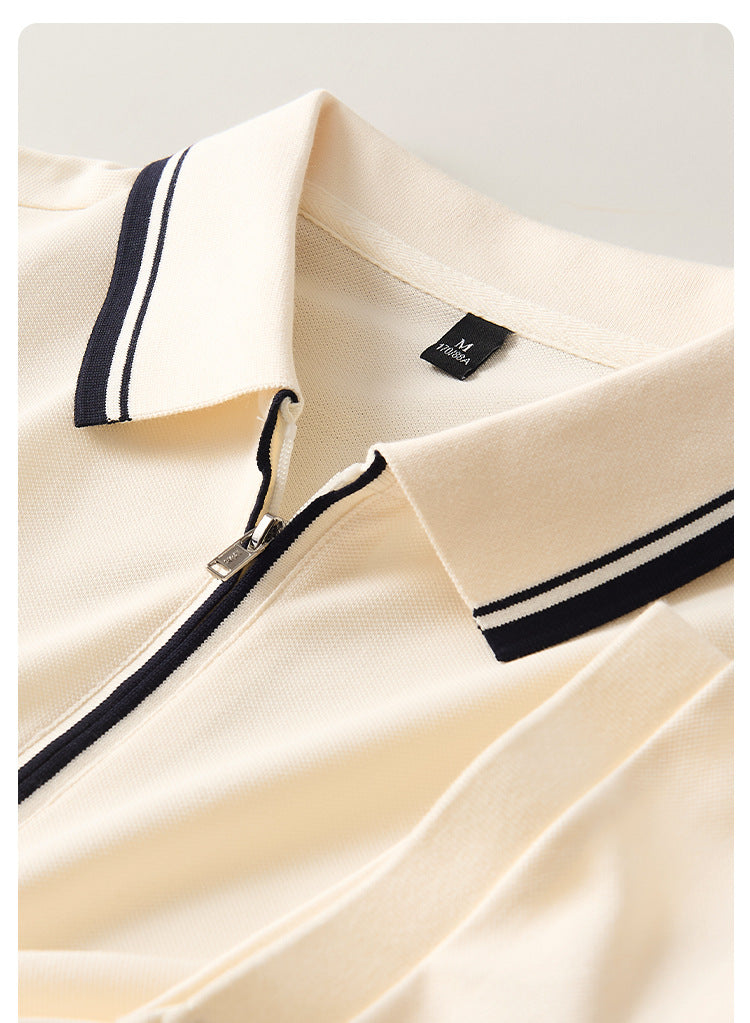 Men's Polo Shirt with Zipper Collar - Soft, Comfortable, Casual Style