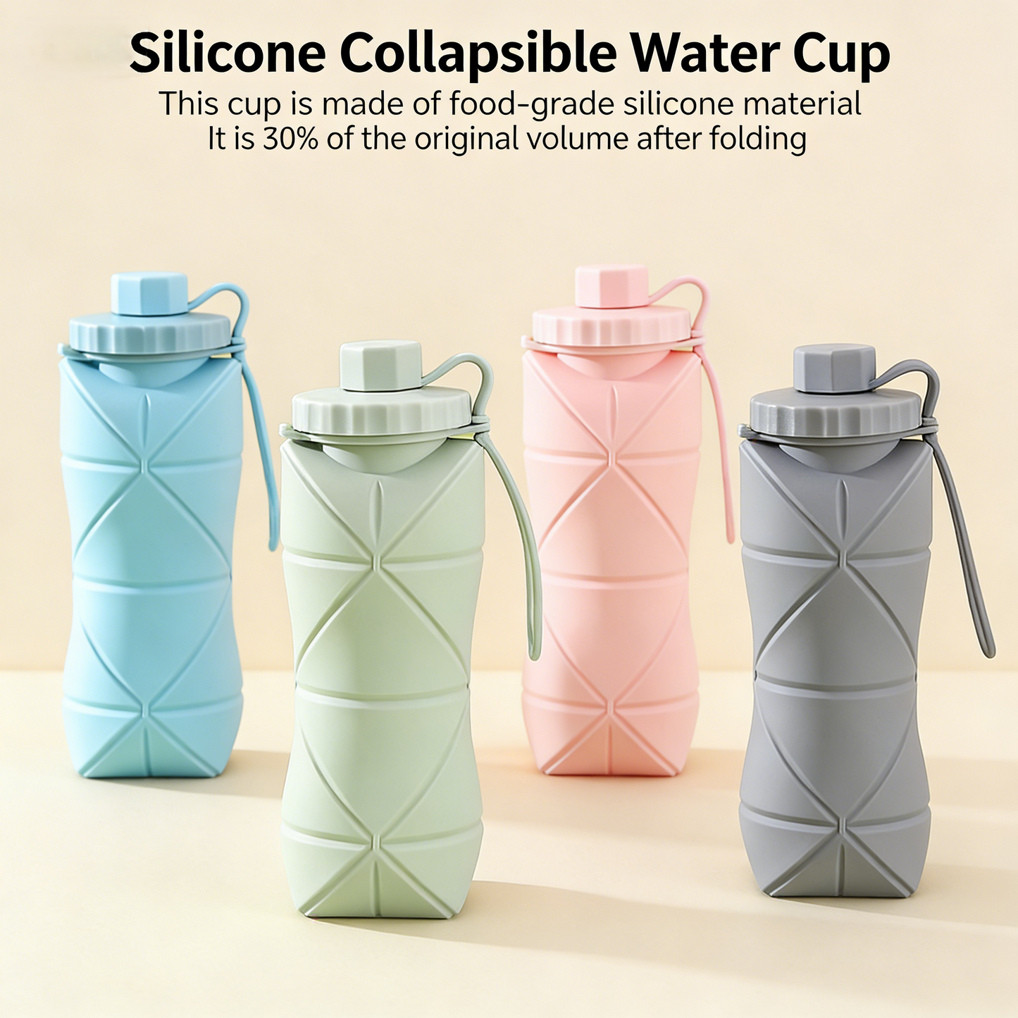 Silicone Foldable Expandable Outdoor Sports Water Bottle